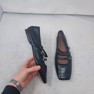Mansur Gavriel Black Square Toe Mary Jane Flat Shoe